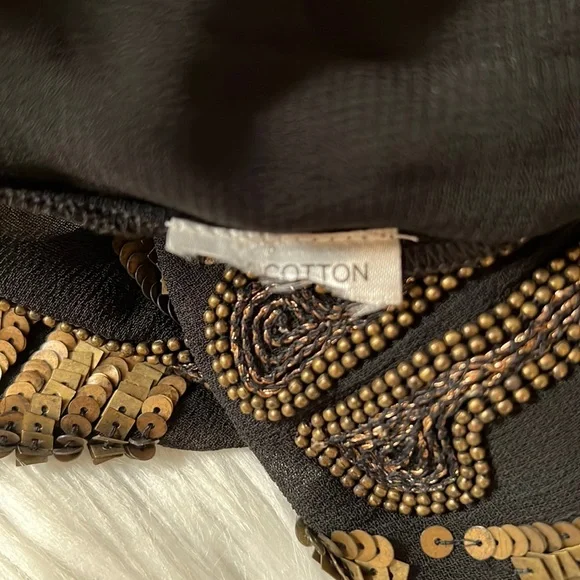 Antik Batik Black Sequined Long Sleeve Sheer Shirt Size 38 / 8 NWOT - Picture 6 of 6